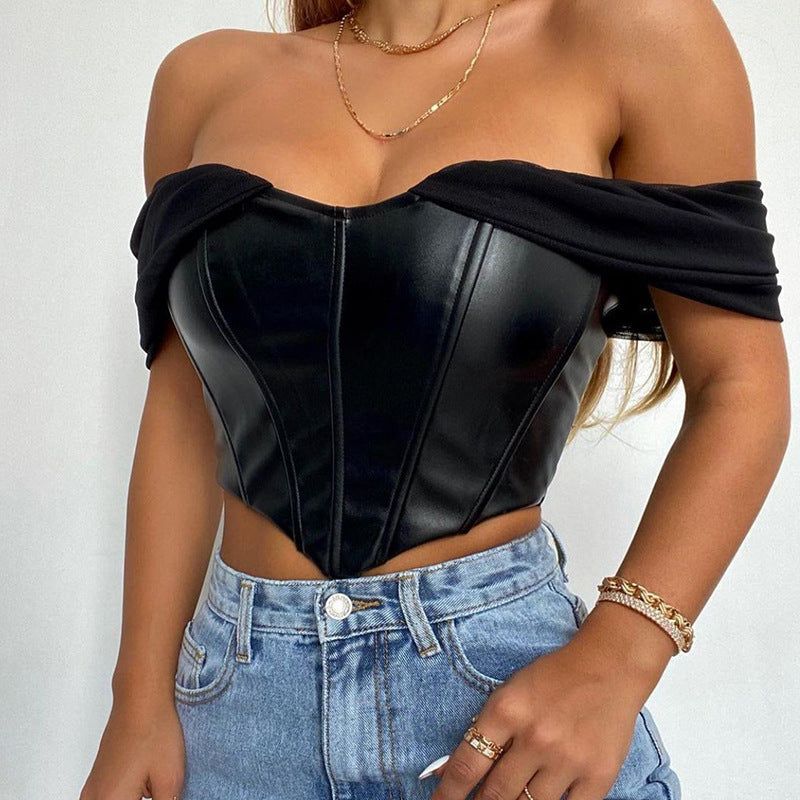 One Leather Off The Shoulders Corset Top