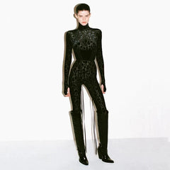 Predatory Cat Long Sleeve Belted Jumpsuit