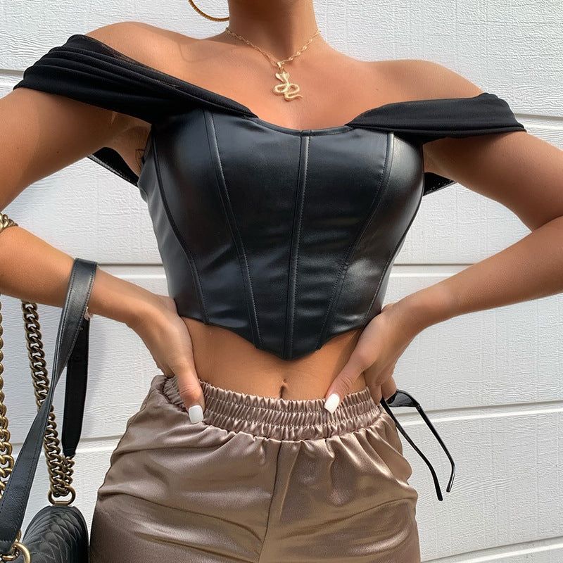 One Leather Off The Shoulders Corset Top