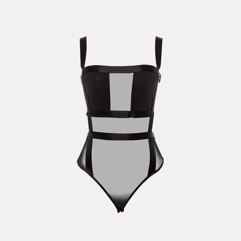 Back Is Tender Wide Strap Mesh Bodysuit