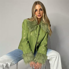 Slip On Luxe Fur Trim Faux Leather Jacket