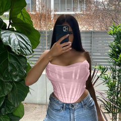 Pretty Perfect Mesh Corset Crop Top