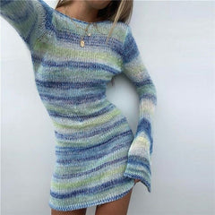 Luxe Destinations Knitted Long Sleeve Mini Dress