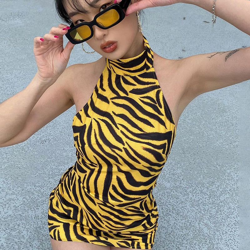 True Yellow Zebra Print Mini Dress