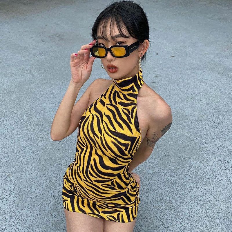 True Yellow Zebra Print Mini Dress