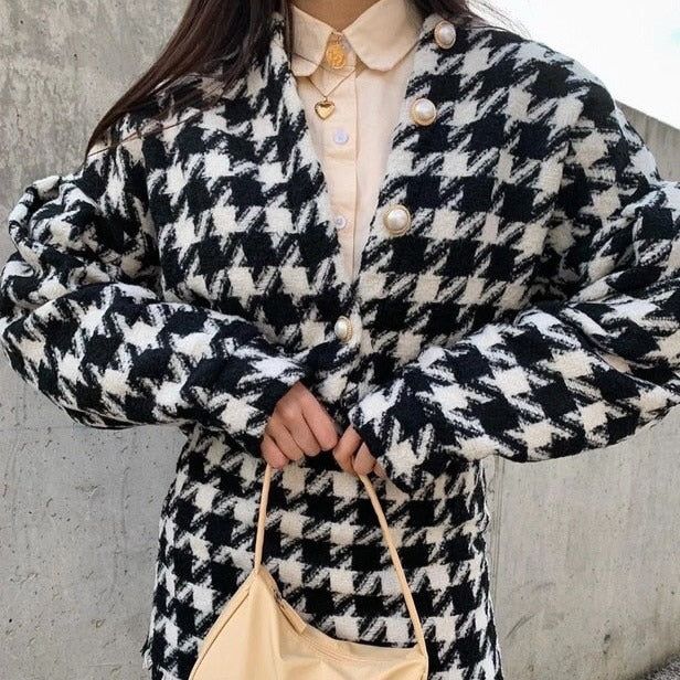 Streets Of Paris Houndstooth Print Two-Piece Set