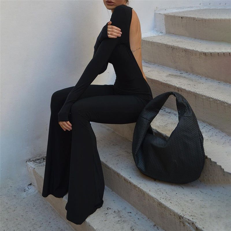 Delicious Mom Backless Long Sleeve Jumpsuit