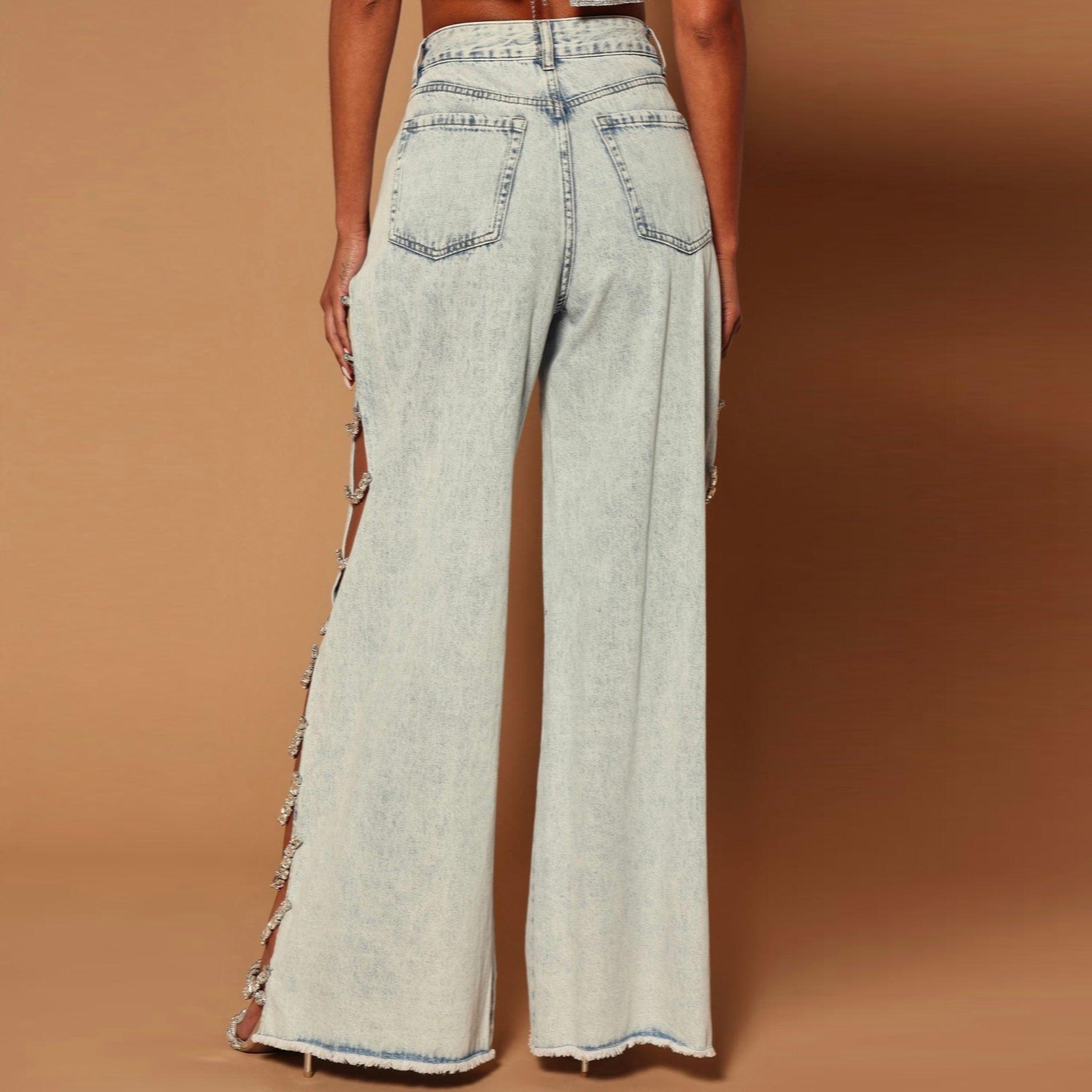 Free Somebody Diamond Embellished Jeans