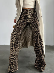 FLARE  ANIMAL PRINT TROUSERS PANT LEOPAR