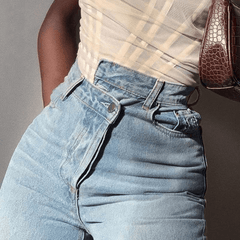 Secret To Share Asymmetric Straight Leg Jeans