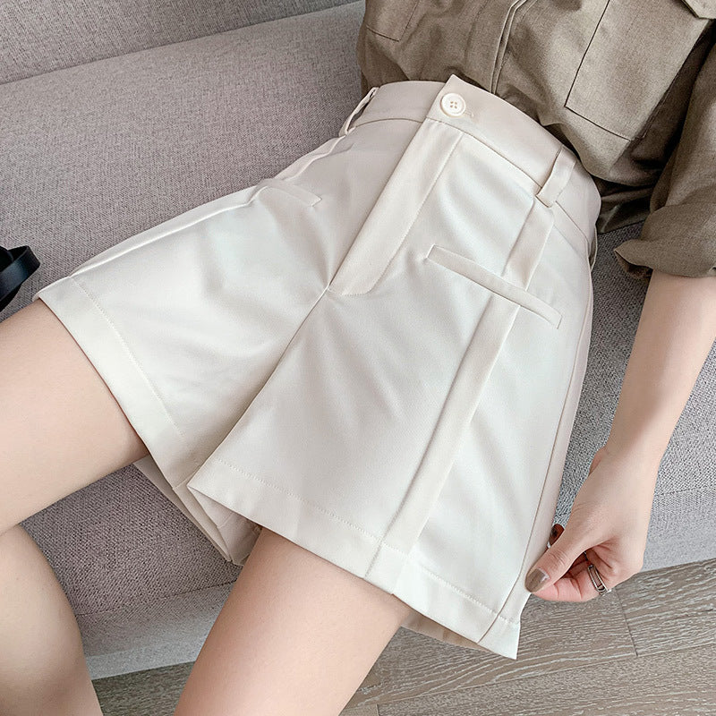 High Waisted Coin Pocket Mid Thigh Trouser Shorts