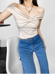 Twist Cap Sleeve Crop Top