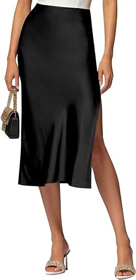 Flowy Slit Satin Maxi Skirt