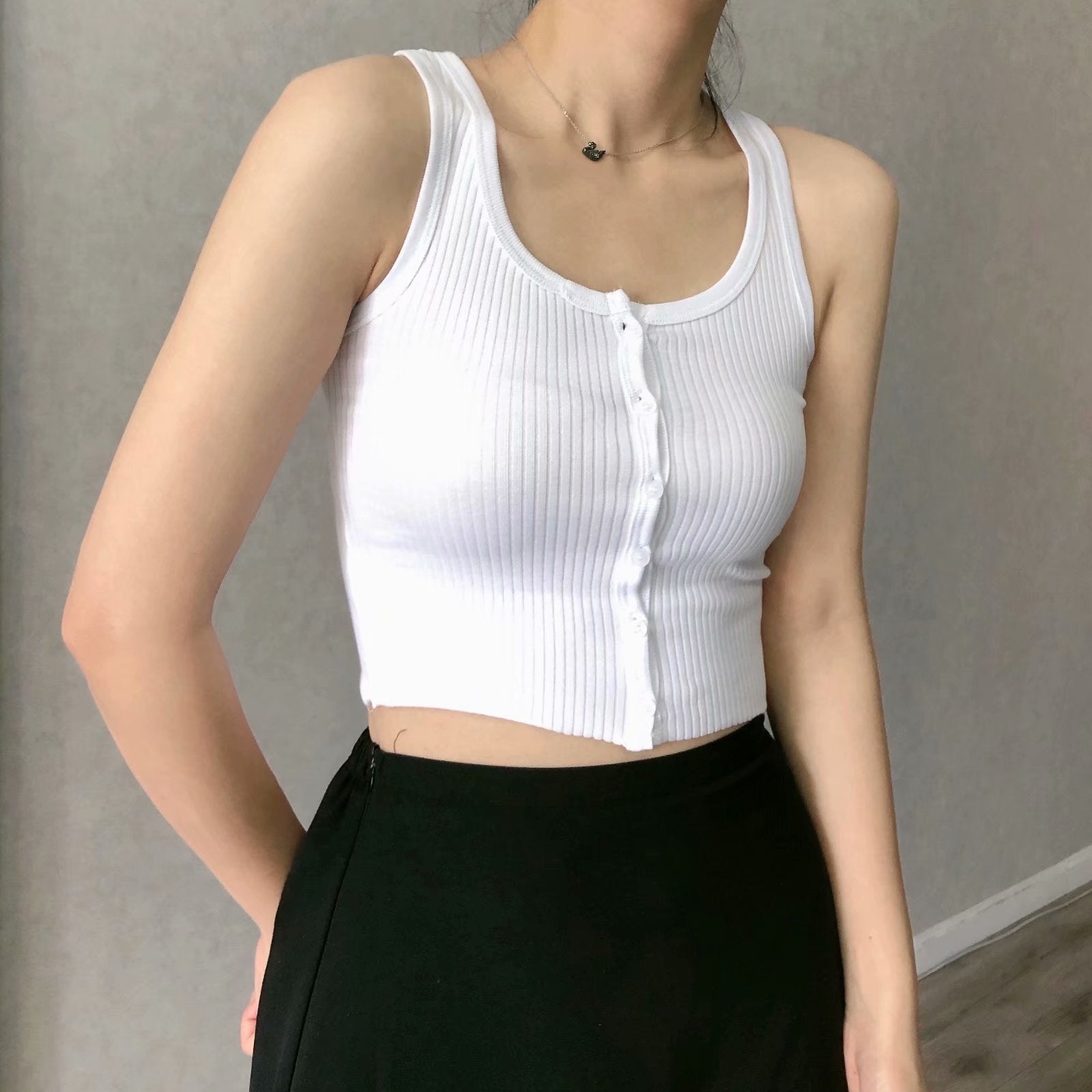 Leisure Button Down Crop Vest