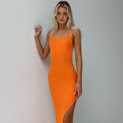 No Advice Backless Knitted Maxi Dress