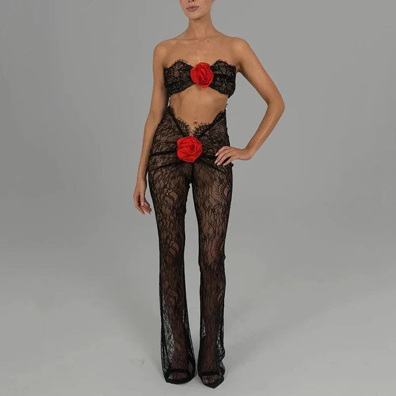 Affectionate Sensation Sheer Lace Cut-Out Jumpsuit