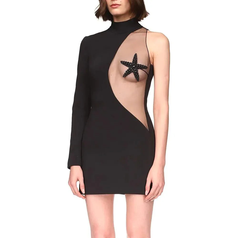 All Your Attention Crystal Starfish Patch Mini Dress