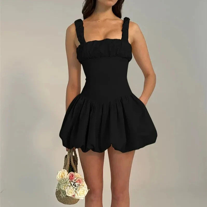 His Beautiful Dilemma Satin Bubble Hem Mini Dress