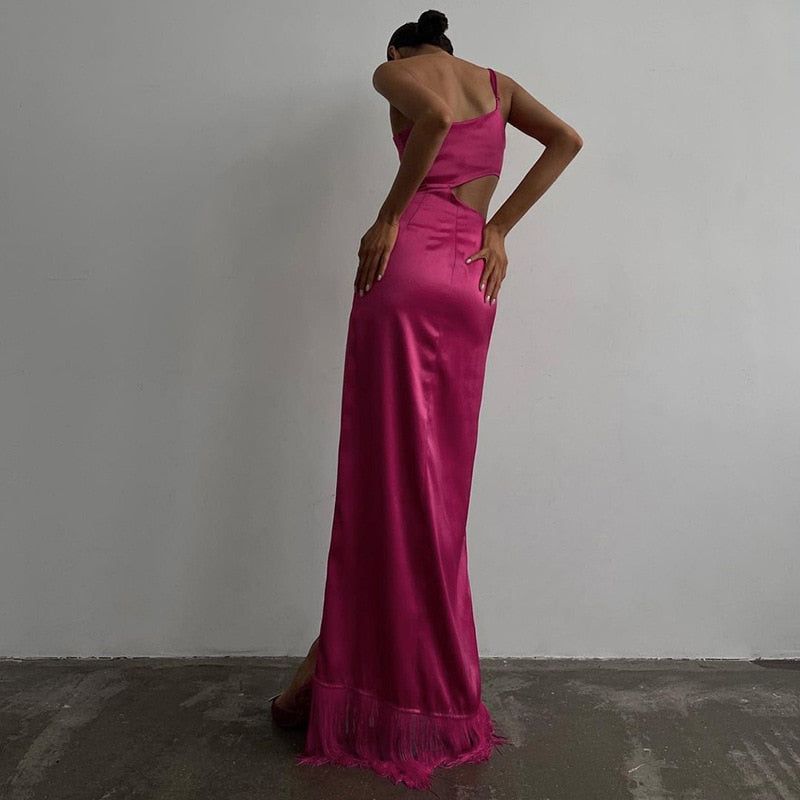 Into The Bloom High Split Satin Maxi Dress