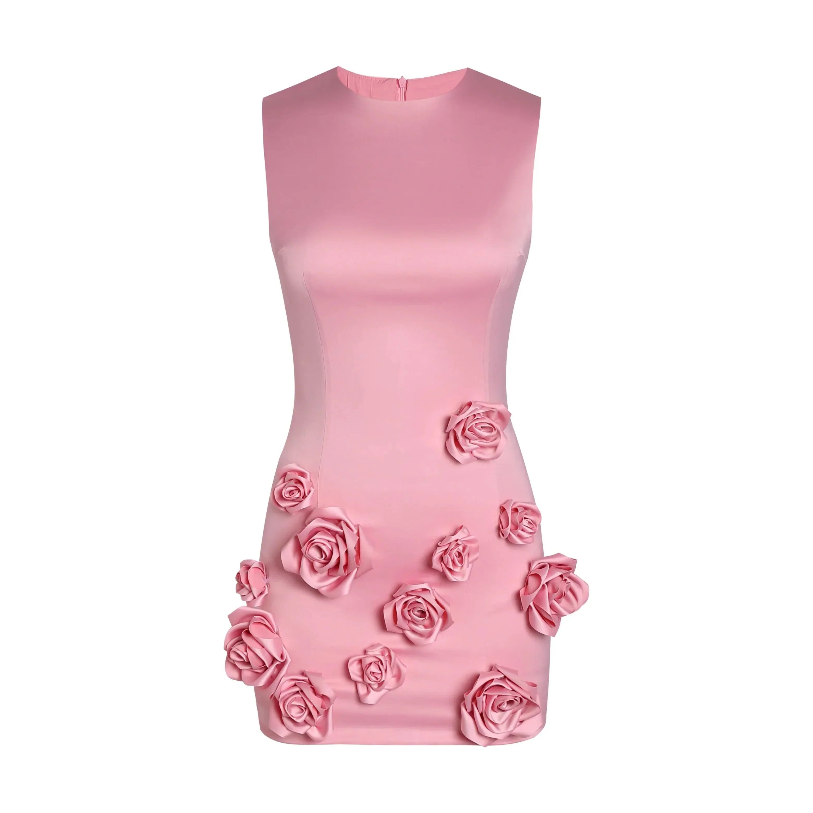 Dainty Sleeveless Pink Flower Mini Dress