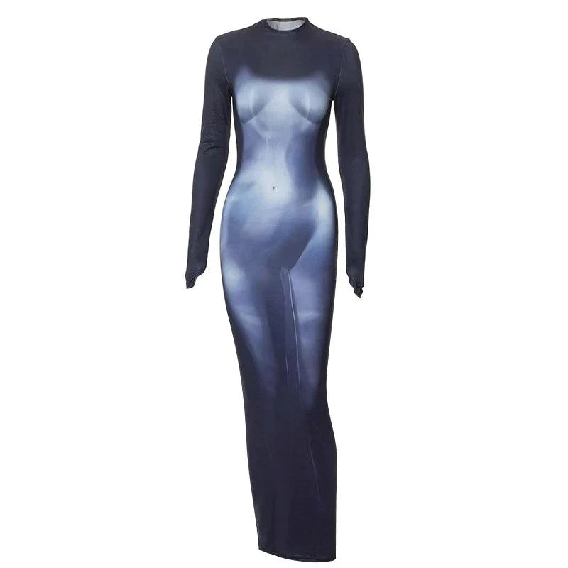 Dance And Tease Long Sleeve Bodycon Maxi Dress