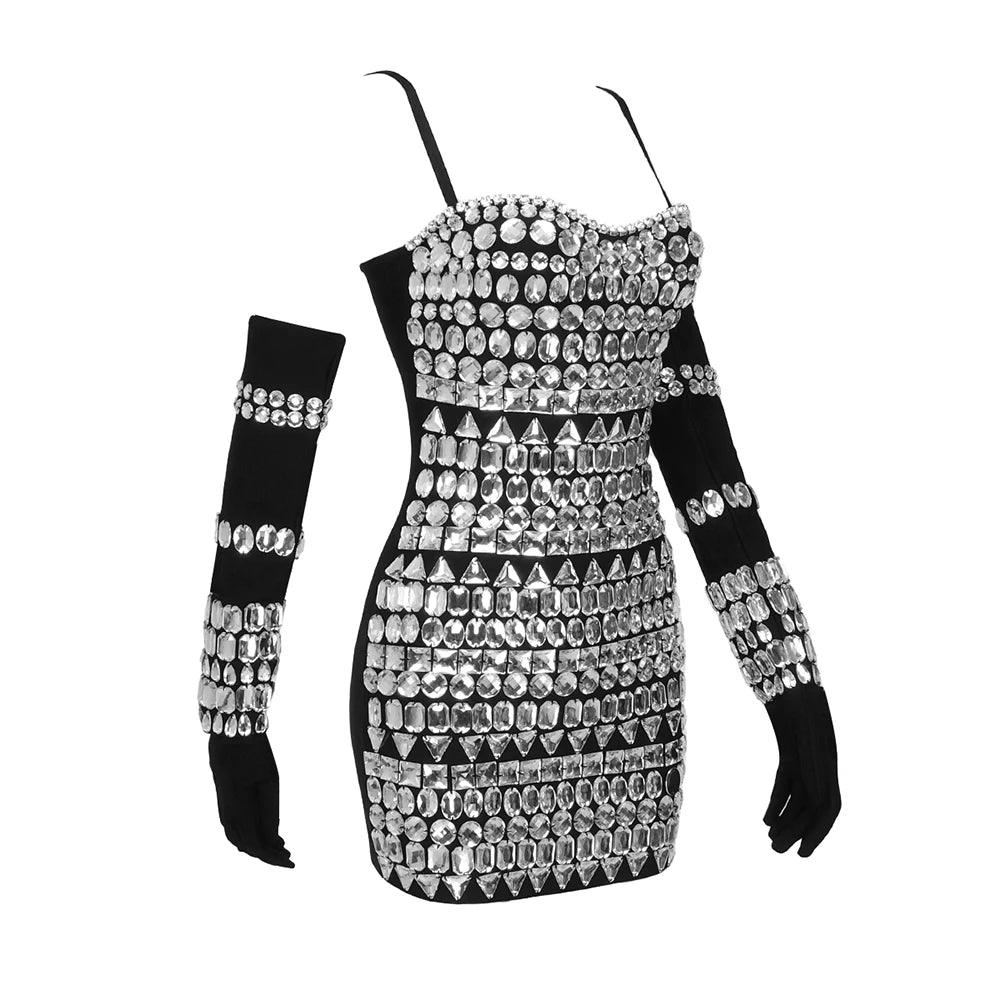 Channel Sultry Diamond Mini Dress With Gloves