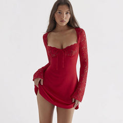 Happily Ever After Satin And Lace Mini Dress