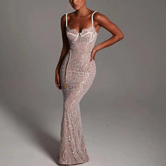 In My Glamour Lace Chain Belt Maxi Dress