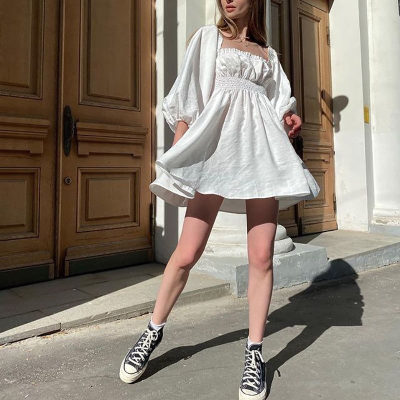 London Street Puff Sleeve Summer Mini Dress