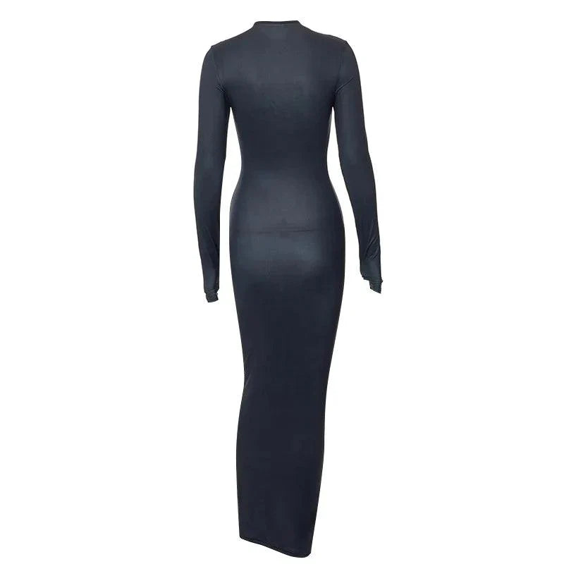 Dance And Tease Long Sleeve Bodycon Maxi Dress