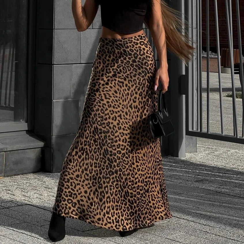 Touch Sense Leopard High Waisted Maxi Skirt