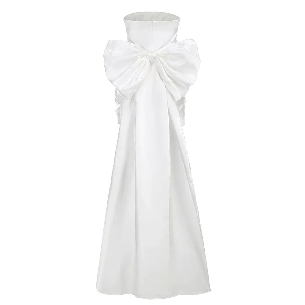 Beauty Of You Oversized Bow Satin Mini Dress