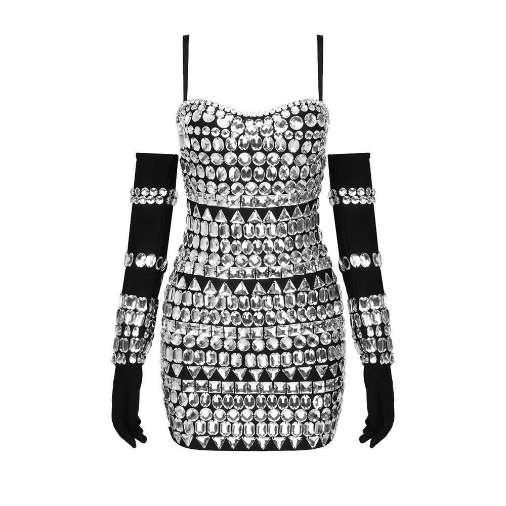 Channel Sultry Diamond Mini Dress With Gloves