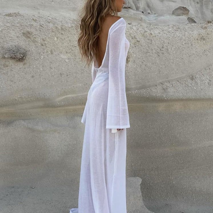 Look In The Mirror Long Sleeve Cover-Up Beach Dress