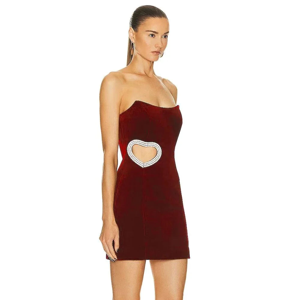 Confidence Spark Strapless Diamond Heart Mini Dress