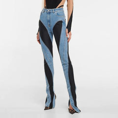 Call Me Later Two-Tone High Waist Jeans