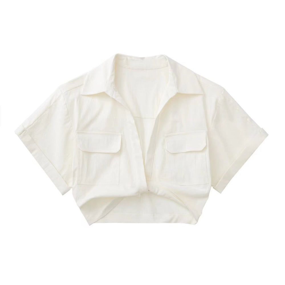 Looking Luxe Short Sleeve Linen Crop Shirt