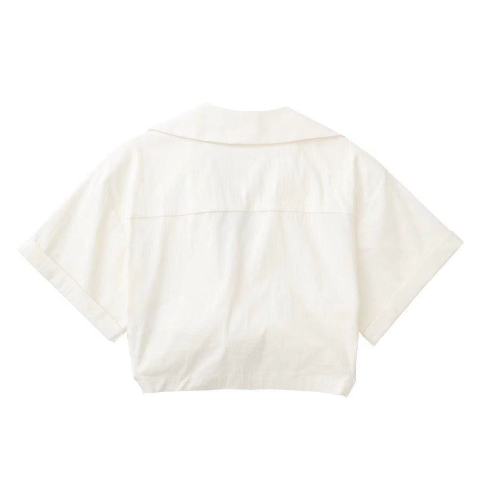 Looking Luxe Short Sleeve Linen Crop Shirt