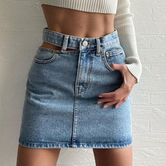 Winner Winner Denim Casual High Waist Mini Skirt