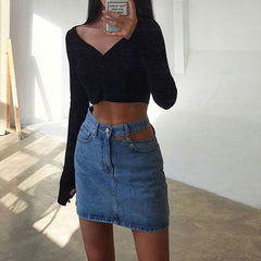 Winner Winner Denim Casual High Waist Mini Skirt