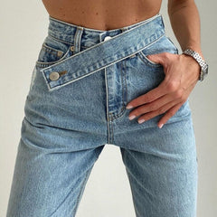 Won Over High Waisted Cross-Belt Design Jeans