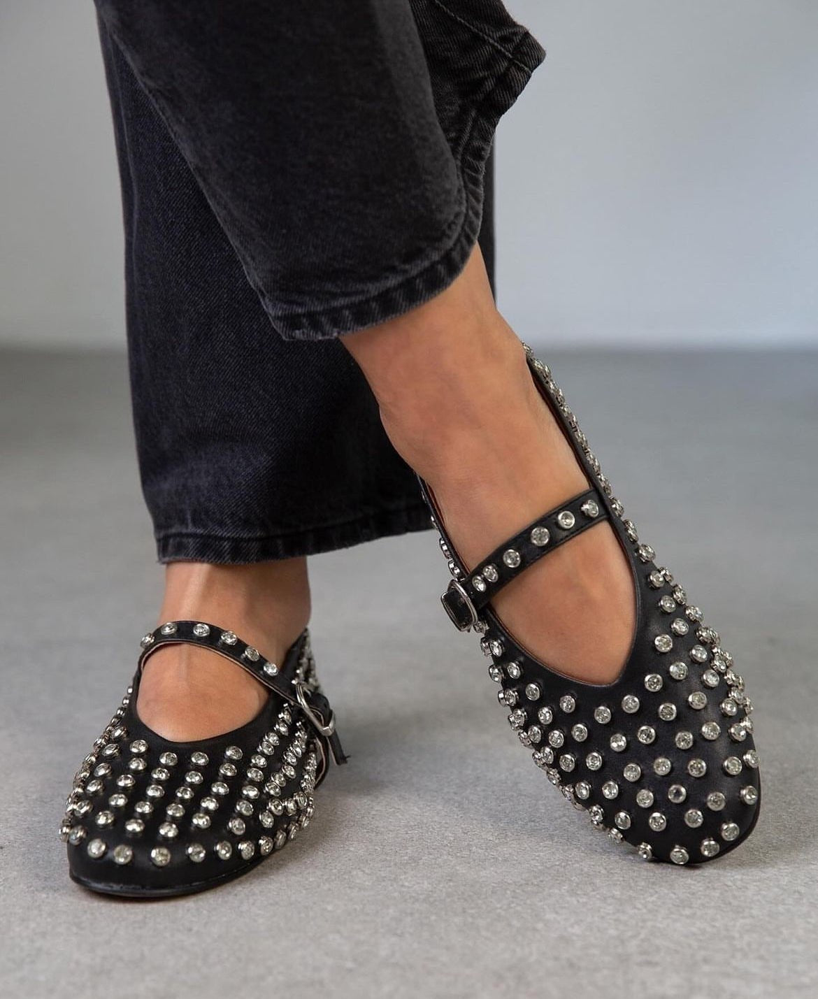 Aiden Paris Crystal Studded Ballet Flats