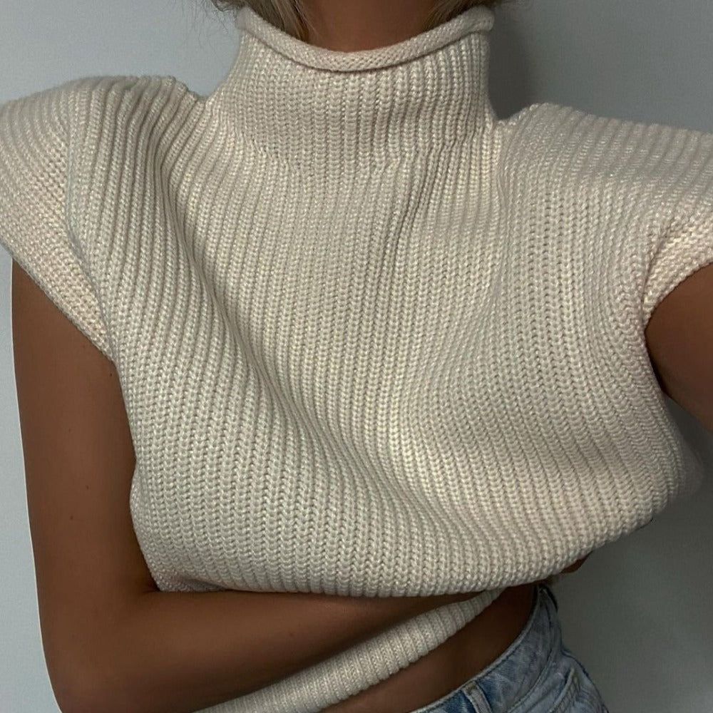 Magnetic Meggy Vintage Ribbed Turtleneck Knitted Vest