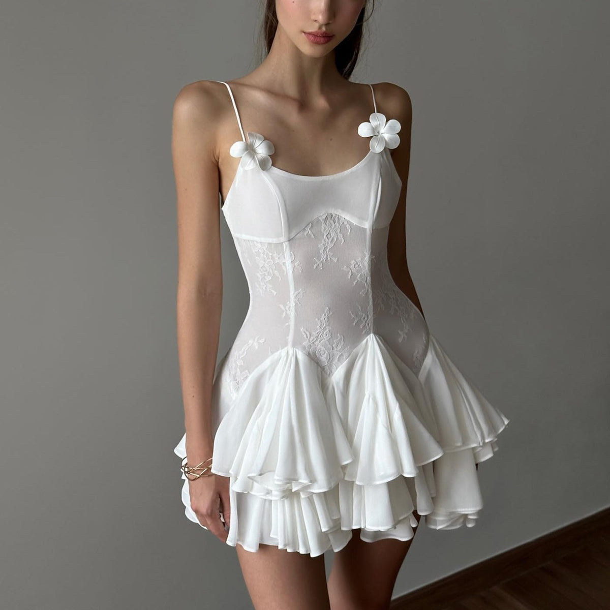 Blissful Maiden Flower Detail Mini Dress