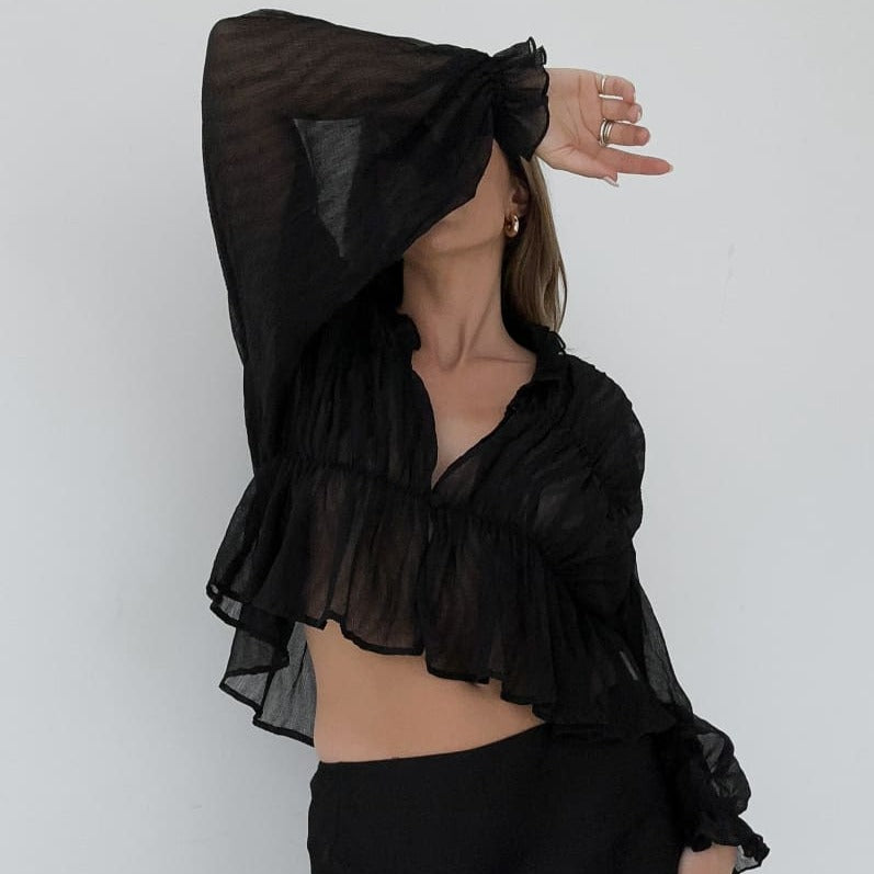 Sugar Dreamland Long Sleeve Semi-Sheer Top