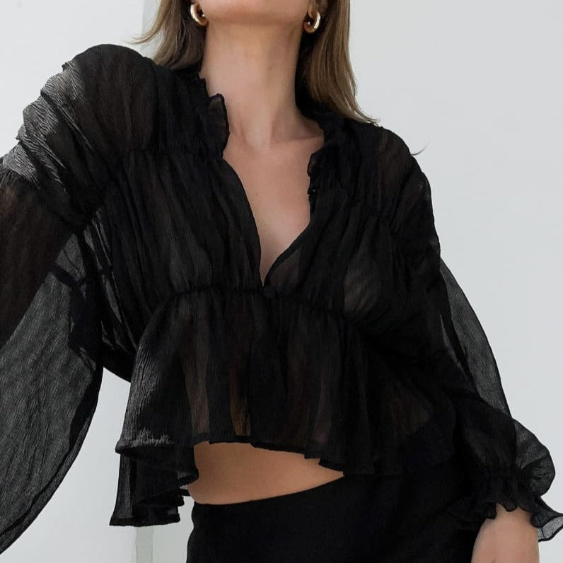 Sugar Dreamland Long Sleeve Semi-Sheer Top