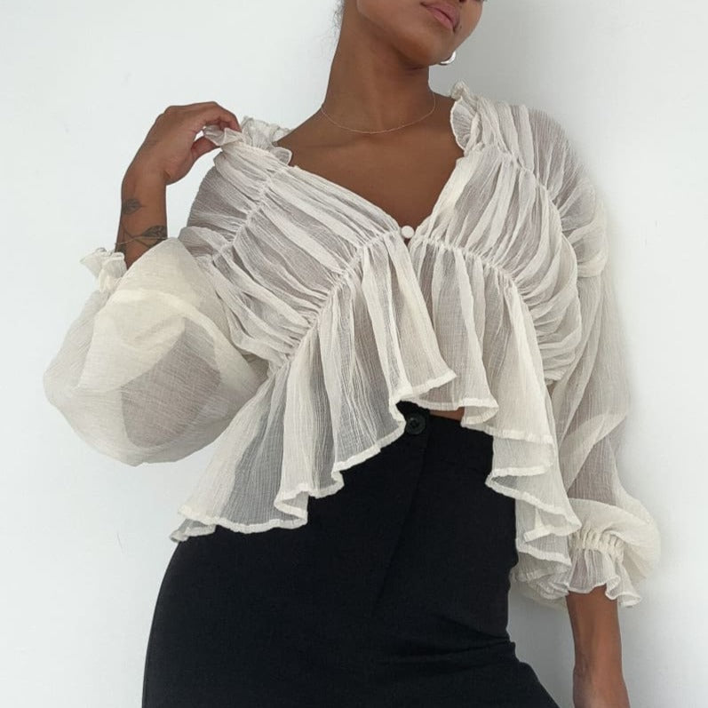 Sugar Dreamland Long Sleeve Semi-Sheer Top