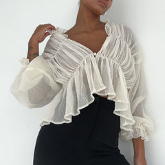 Sugar Dreamland Long Sleeve Semi-Sheer Top