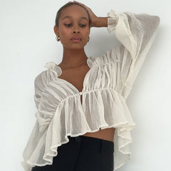 Sugar Dreamland Long Sleeve Semi-Sheer Top