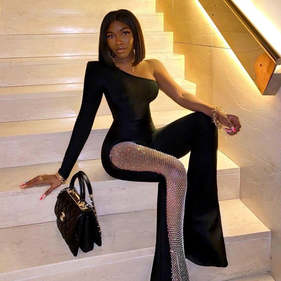 Sacred Solo One Shoulder Diamond Jumpsuit